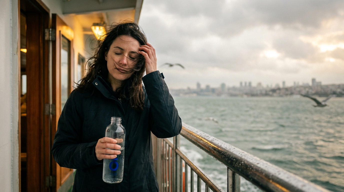 AI video localisation: photorealistic woman with drink on waterfront for beverage brand global versioning